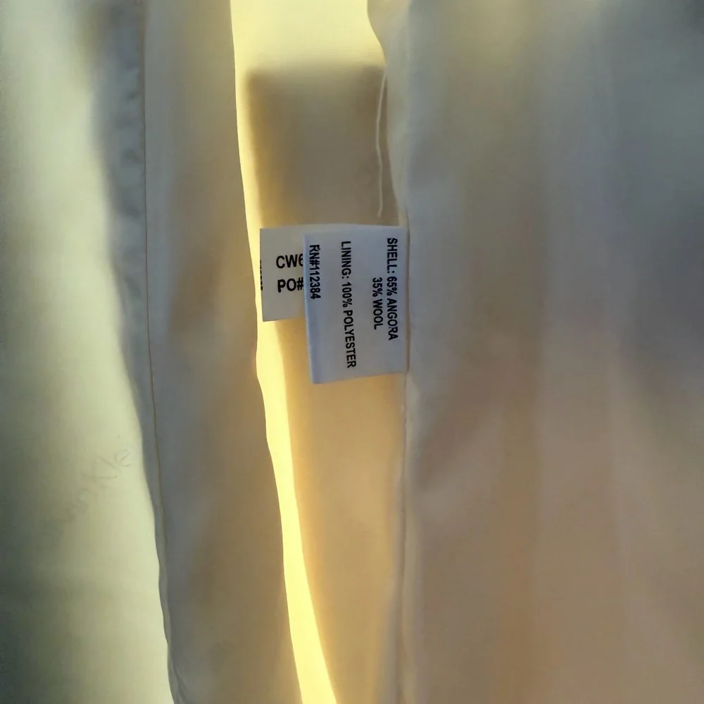 Calvin Klein Cream Single-Breasted Wool-Blend Long Coat - Picture 9 of 13